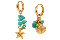Charm Turquoise – modèles Étoile de mer et Coquillage doré avec pierres turquoise